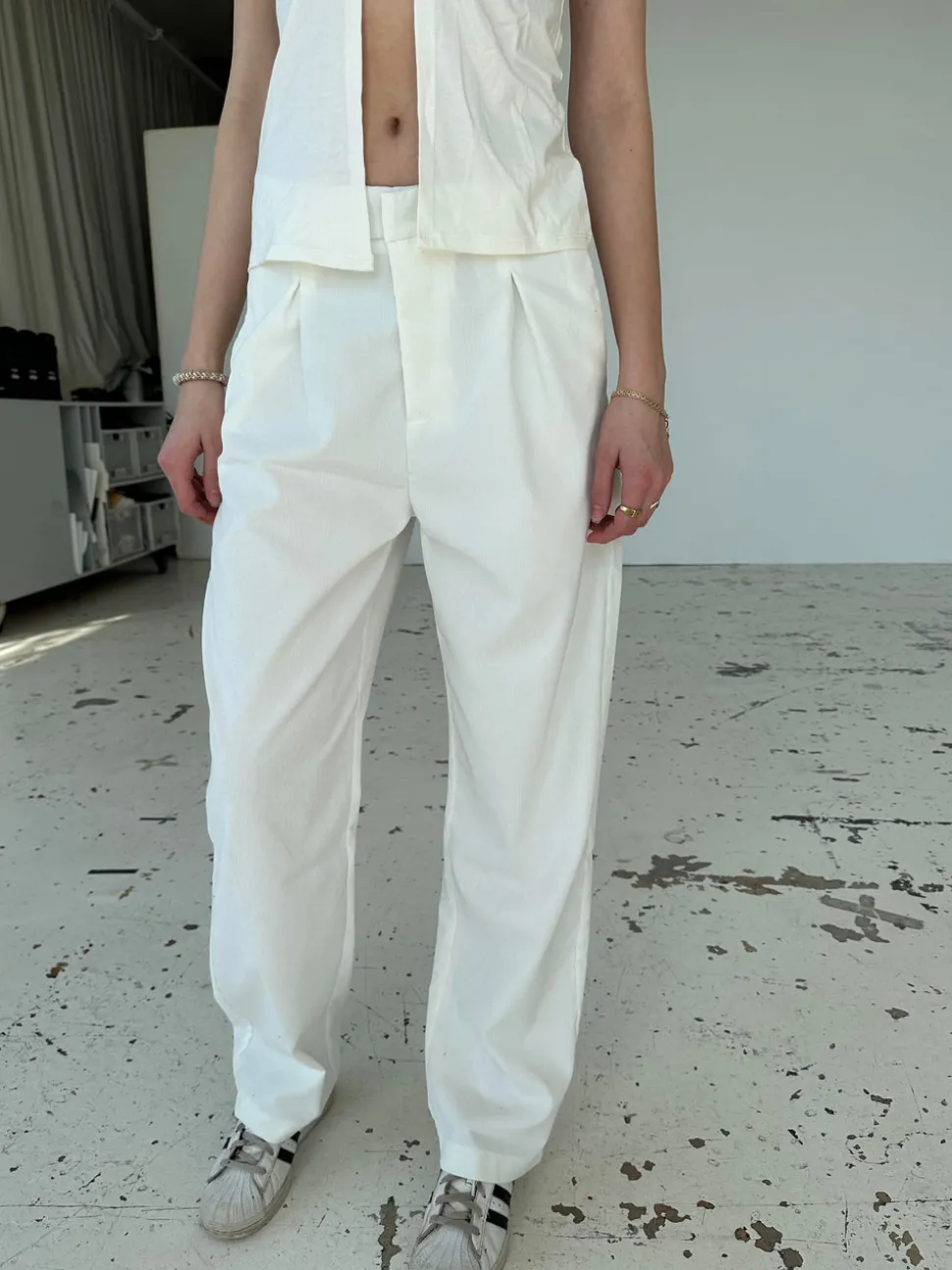 Lisette oversized suit bukser i fløjl - Off-white