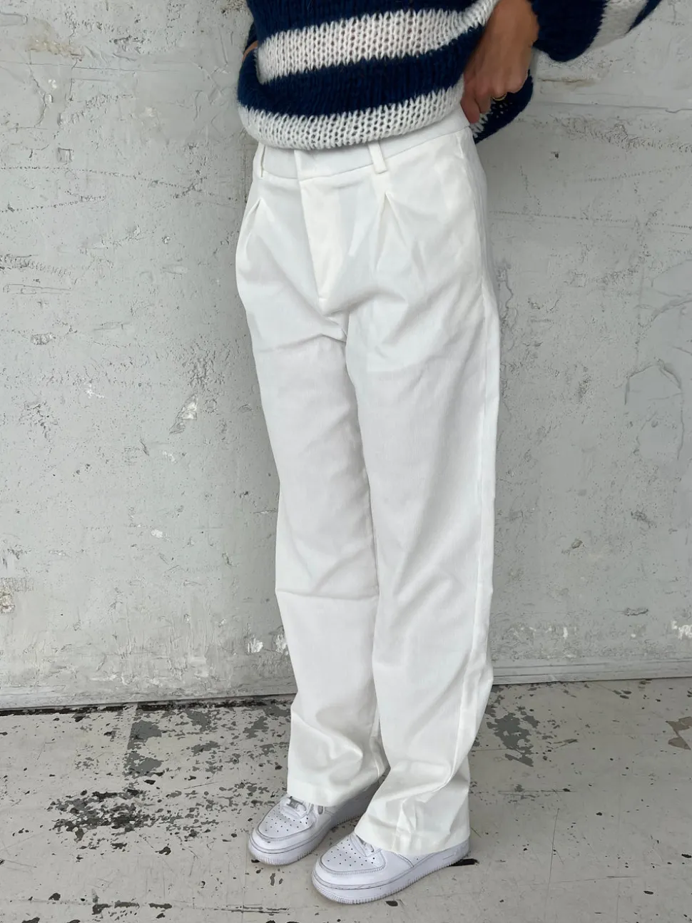 Lisette oversized suit bukser i fløjl - Off-white