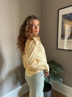 Liva skjorte med striber - Gul/hvid