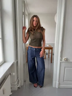 Lolita bukser med broderede blomster - Blå