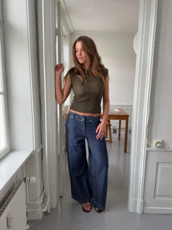 Lolita bukser med broderede blomster - Blå
