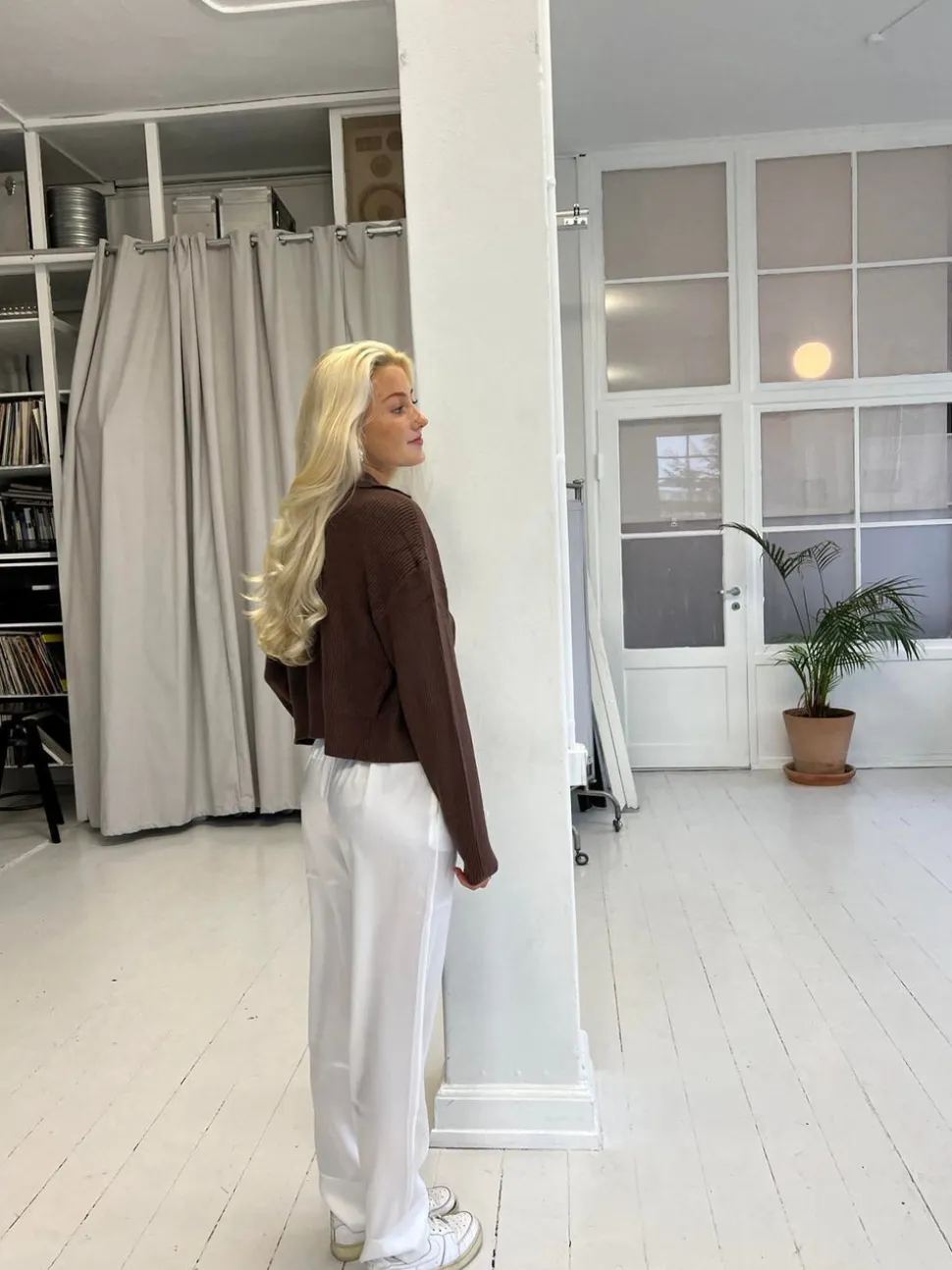 Lona lavtaljet satin bukser - Hvid