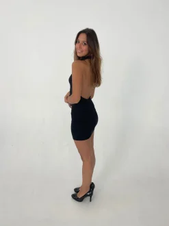 Lorraine halterneck glitterkjole - Sort