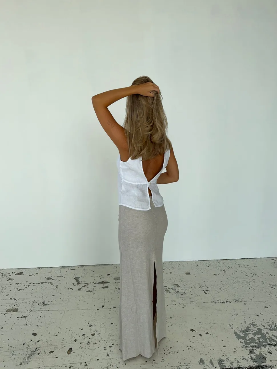 Lucy maxinederdel i hør - Beige