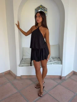 Lulitiana halterneck kjole - Sort
