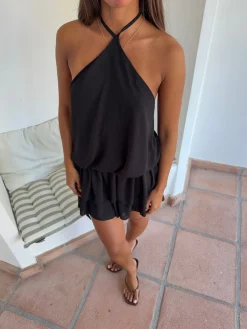 Lulitiana halterneck kjole - Sort
