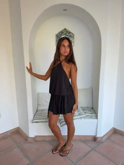 Lulitiana halterneck kjole - Sort