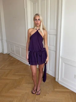 Lulitiana kjole med halterneck - Lilla