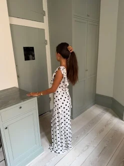 Luna kjole med polkaprikker - Off white/sort