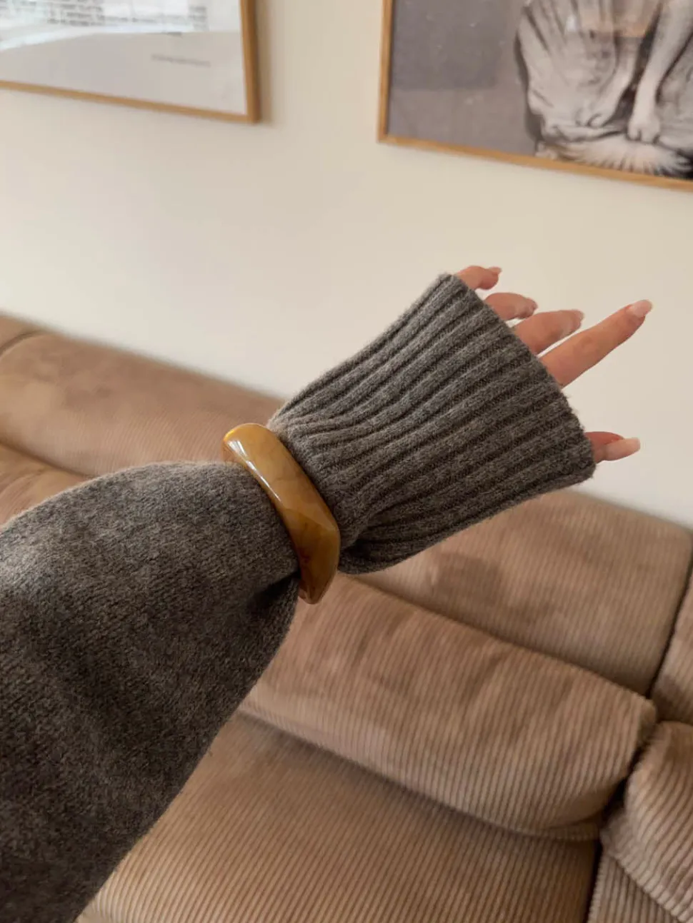 Lykke chunky armbånd - Mørk karamel