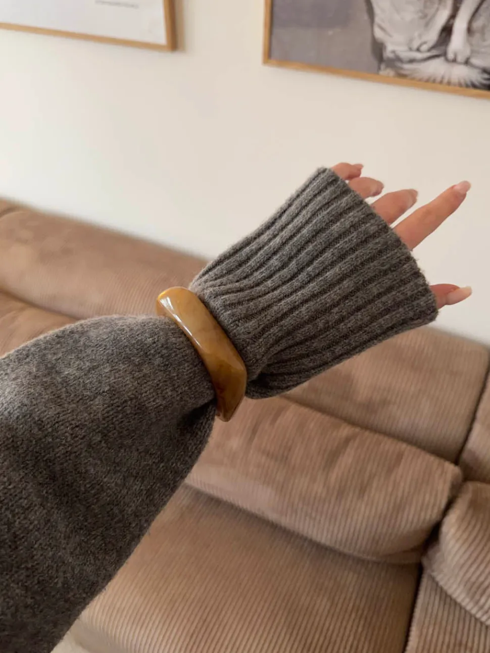 Lykke chunky armbånd - Mørk karamel