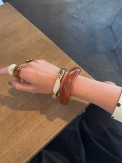 Lykke chunky armbånd - Mørk karamel