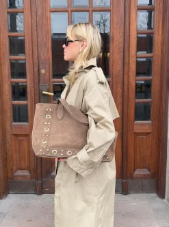 Lyra taske med nitter - Brun