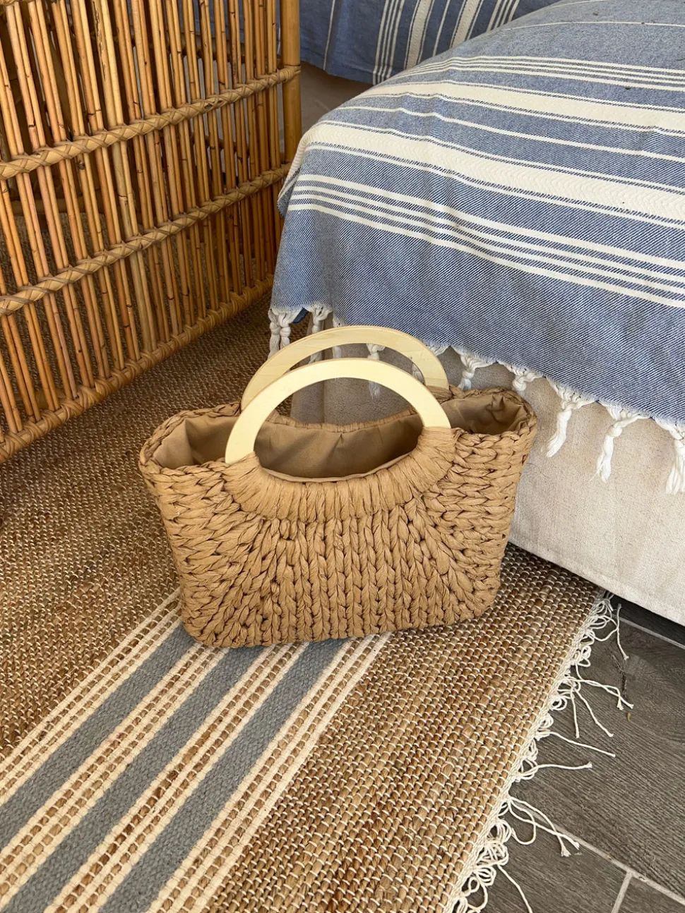 Maddaloni flettet taske - Beige
