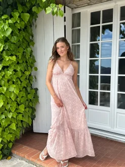 Magdalina kjole med mønster - Hvid/lyserød