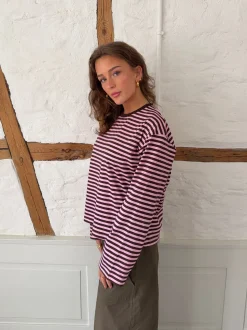 Main character energy bluse med striber - Pink/brun/gul
