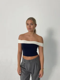 Maisy off shoulder top - Navy