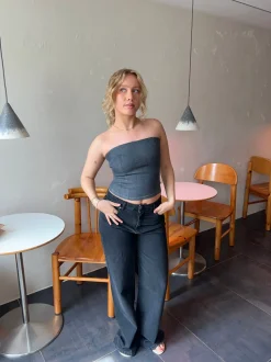 Malina denimtop - Mørkegrå