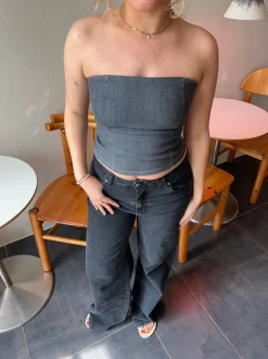 Malina denimtop - Mørkegrå