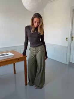 Maluna bukser med nålestriber - Kaki