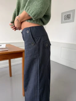 Maluna bukser med nålestriber - Navy/hvid