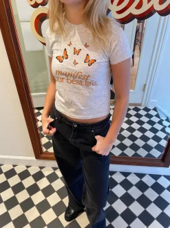 Manifest your best life baby tee - Grå