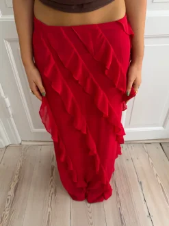 Marcie nederdel med frynser - rød