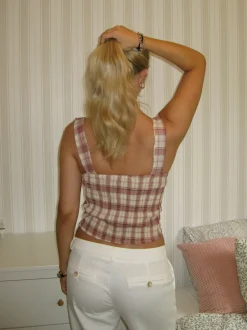Maren top med tern - Rød/off white