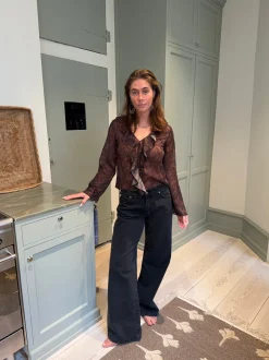 Marianne langærmet bluse - Leopard