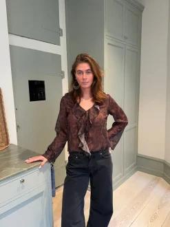 Marianne langærmet bluse - Leopard