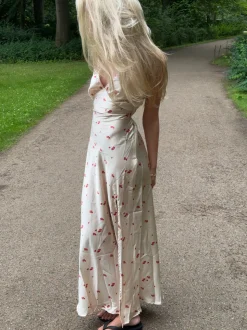 Marielle kjole med blomster - Beige
