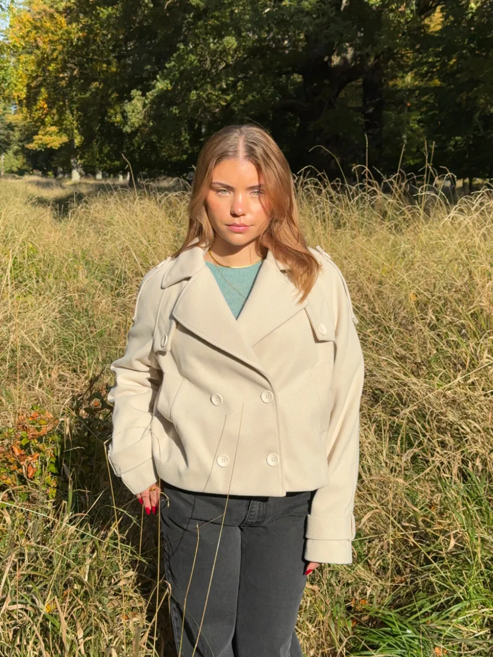 Marigona kort frakke - Beige