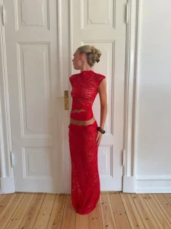 Marisol nederdel i blonde - Rød