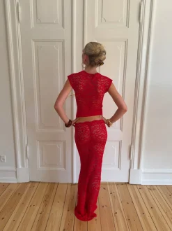 Marisol nederdel i blonde - Rød