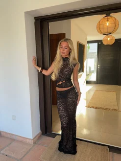 Marisol nederdel i blonde - Sort