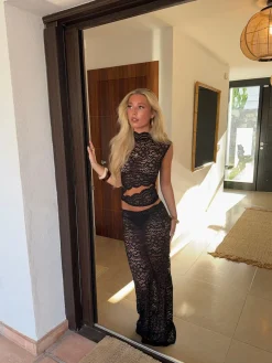 Marisol nederdel i blonde - Sort