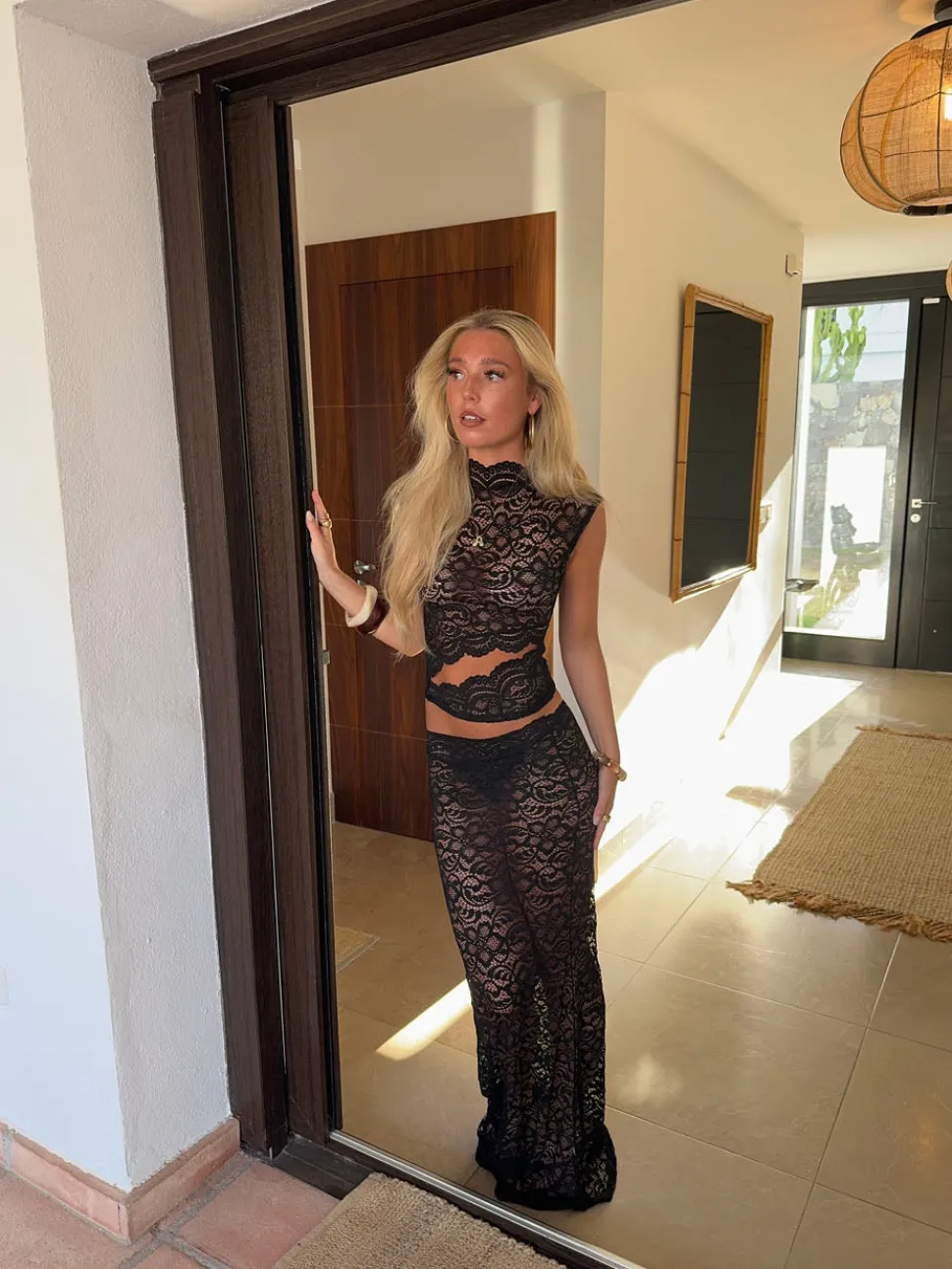 Marisol nederdel i blonde - Sort