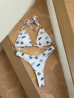 Martina bikini med mønster - Hvid/blå