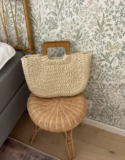 Mascali flettet taske med træhåndtag - Beige
