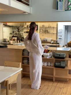 Mathilde Ravn bukser med stort broderi - Hvid
