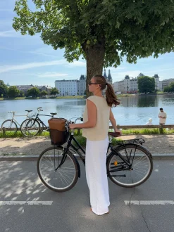 Mathilde Ravn bukser med småt broderi - Hvid