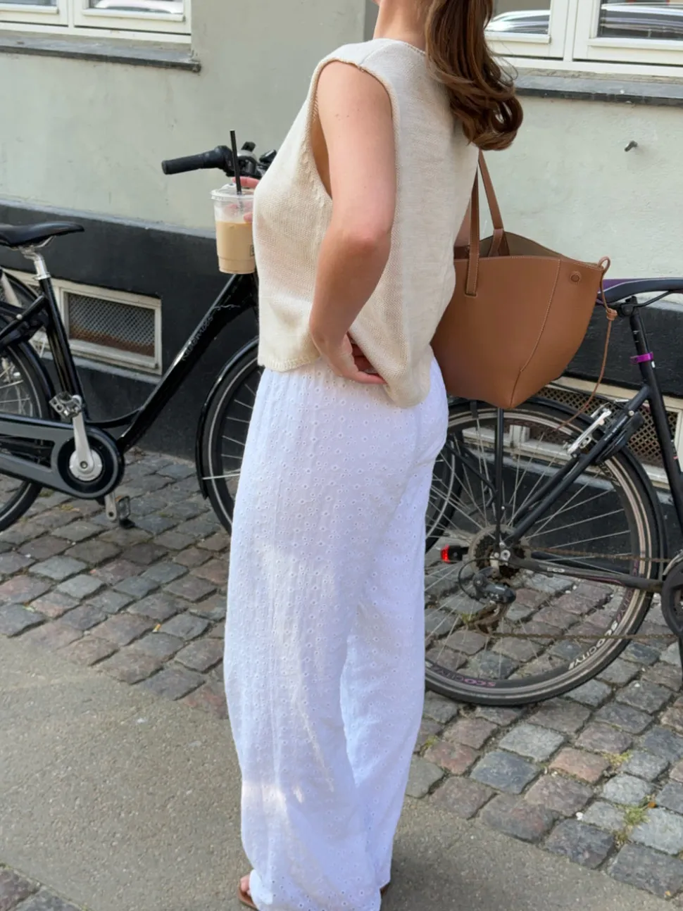 Mathilde Ravn bukser med småt broderi - Hvid
