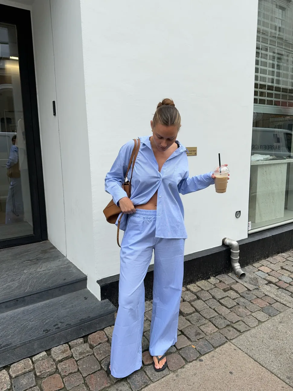 Mathilde Ravn skjorte med striber - Blå/hvid