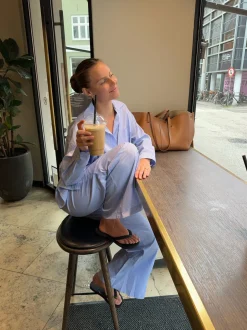 Mathilde Ravn skjorte med striber - Blå/hvid
