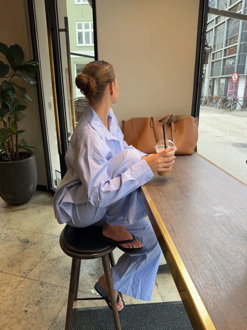 Mathilde Ravn skjorte med striber - Blå/hvid