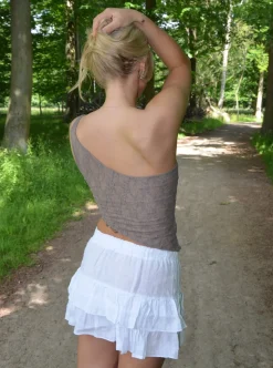 Merle one shoulder-top med blonde - Brun