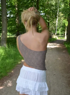 Merle one shoulder-top med blonde - Brun