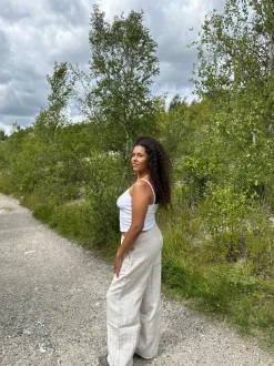 Milana hørbukser - beige/hvide striber