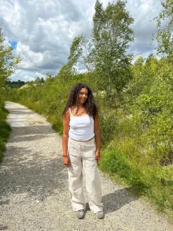 Milana hørbukser - beige/hvide striber