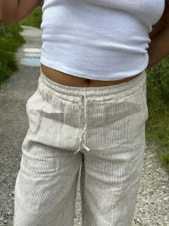 Milana hørbukser - beige/hvide striber